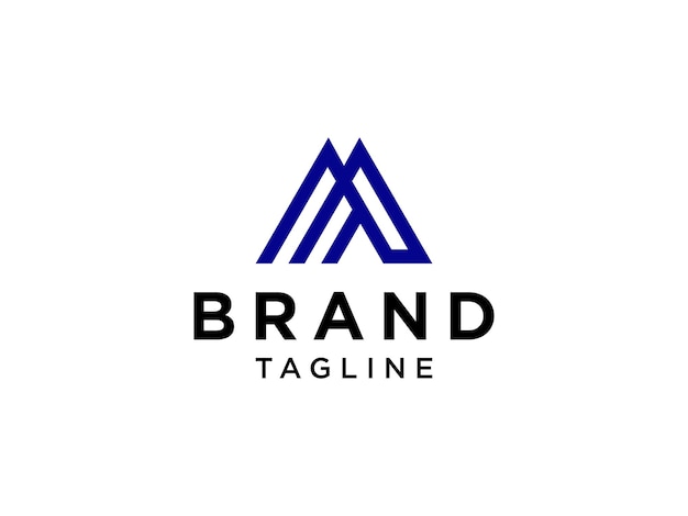 Abstrakter Anfangsbuchstabe M Logo. Blauer geometrischer linearer Stil isoliert auf weißem Hintergrund.
