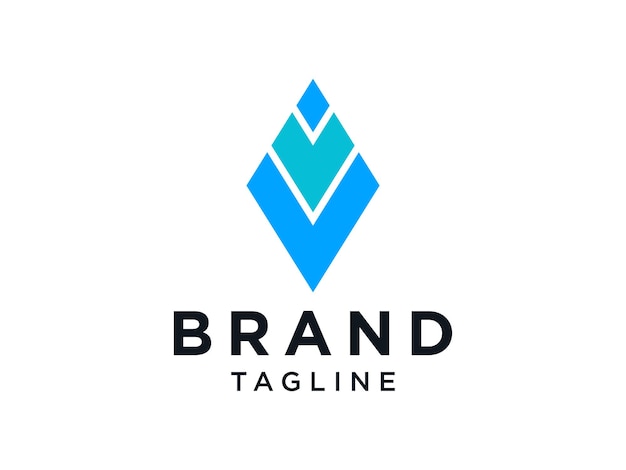 Abstrakter anfangsbuchstabe v logo. blaue geometrische form isoliert auf weißem hintergrund.