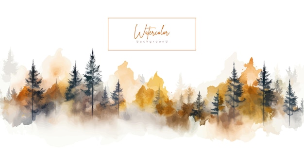 Abstrakter aquarellhintergrund mit einfach abstrakten waldbäumen. vektorillustration mit herbst