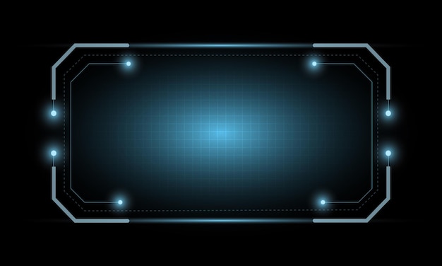 Abstrakter blauer Bildschirm Hintergrund der Hitech-Hologramm-Frame-Technologie Futuristischer HUD-Technologie-Frame-Hintergrund