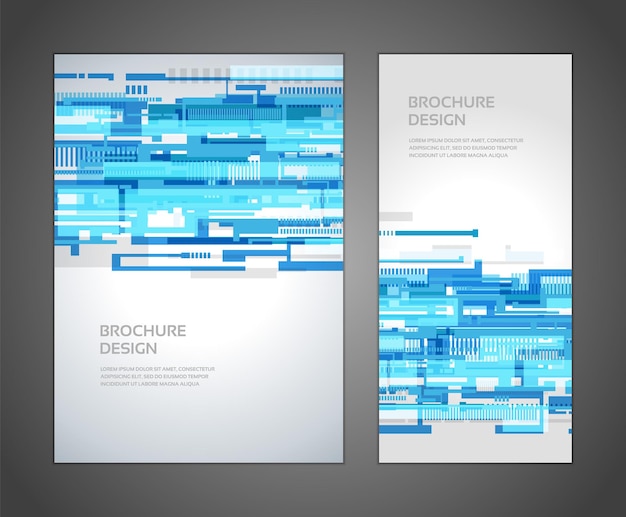 Abstrakter blauer digitaler geometrischer form-techno-geschwindigkeitsbroschüren-broschürensatz-designschablonenvektor