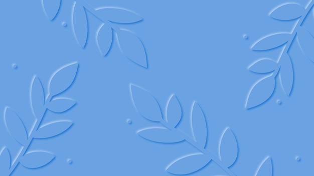 Abstrakter blauer frühlingshintergrund 3d-effekt-design von zweigen und blumen