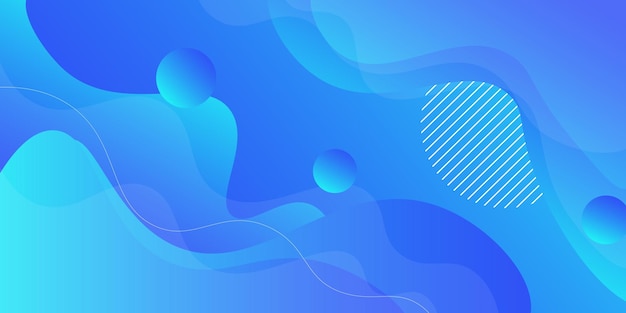 Abstrakter blauer Gradientwellen-Hintergrund mit einfachen Formelementen Farbiges blaues Design