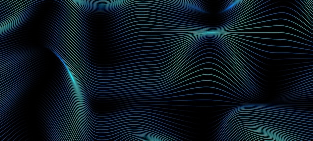 Abstrakter blauer hintergrund mit fließenden linien. dynamische wellen. vektor-illustration.