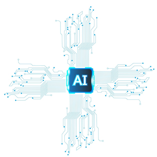 Vektor abstrakter blauer ki-technologiehintergrund mit leiterplatte und kreis techvector illustration