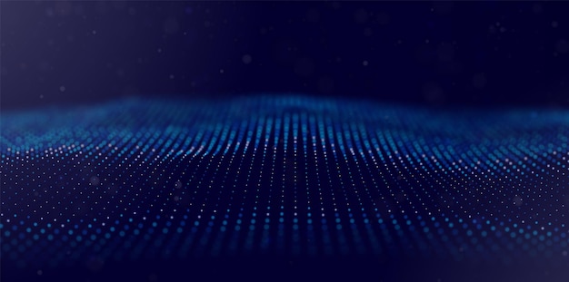 Abstrakter blauer Partikelhintergrund Flow Wave mit Punktlandschaft