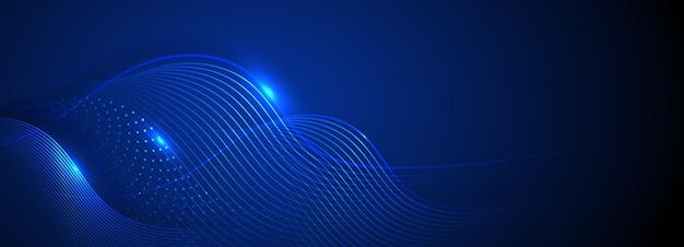 Abstrakter blauer Technologiehintergrund mit fließenden Linien
