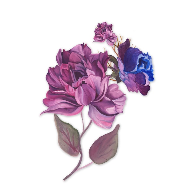 Abstrakter blumen-blumenstrauß purpurroter rosa aquarell-hintergrund-illustrations-hohe auflösung-freies foto