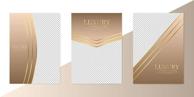 Abstrakter brauner luxushintergrund mit goldenen linien im papierschnittstil vektorposter oder -banner