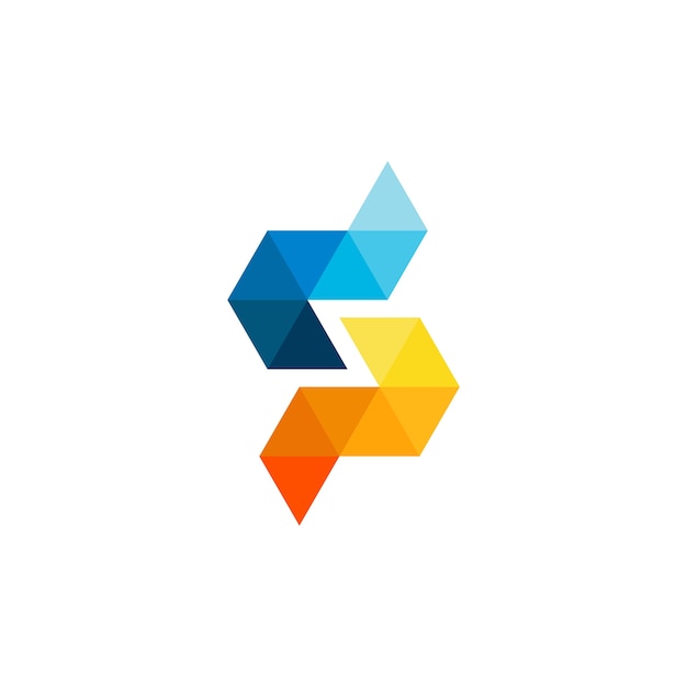 Abstrakter Buchstabe S im bunten Dreieck-Form-Logo
