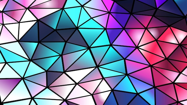 Vektor abstrakter bunter mosaikhintergrund lila blaue polygone auf schwarzem dreieck formt buntglas