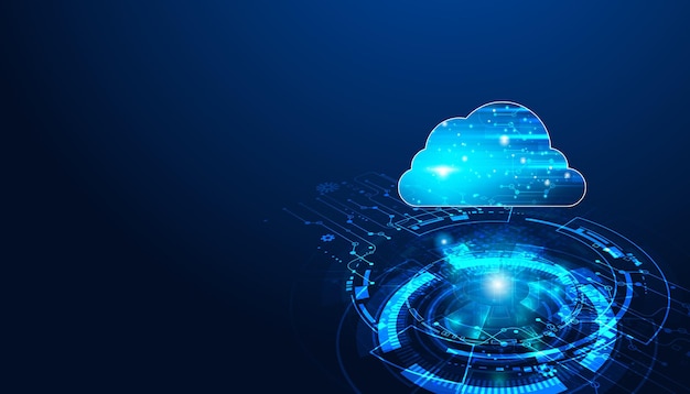 Abstrakter Cloud-Speicher Im Online-Netzwerksystem digitale Hochsicherheit Auf einem Schwarzen