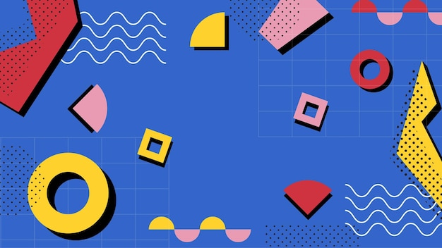Abstrakter cyan-blauer Hintergrund des flachen Designs des Vektors mit bunten Formen