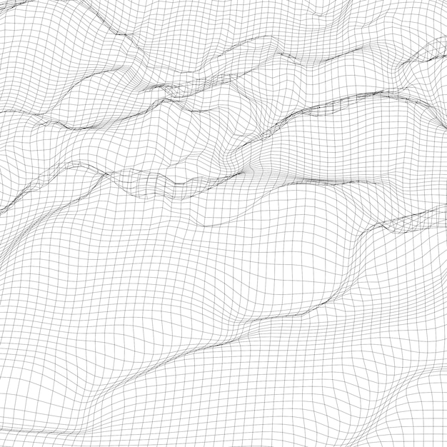 Abstrakter digitaler wireframe Landschaftshintergrund.