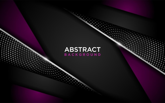 Abstrakter dunkler Hintergrund kombiniert mit moderner lila Form und silbernen Linien. Grafikdesign-Element.