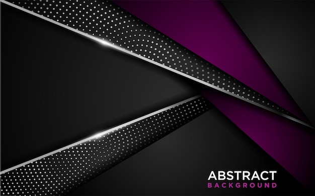 Abstrakter dunkler Hintergrund kombiniert mit moderner lila Form und silbernen Linien. Grafikdesign-Element.