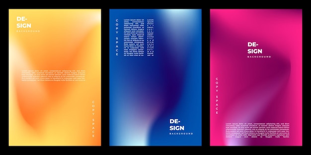 Vektor abstrakter, farbenfroher, fließender mesh-hintergrund mit farbverlauf, kopierraum-set für poster-banner