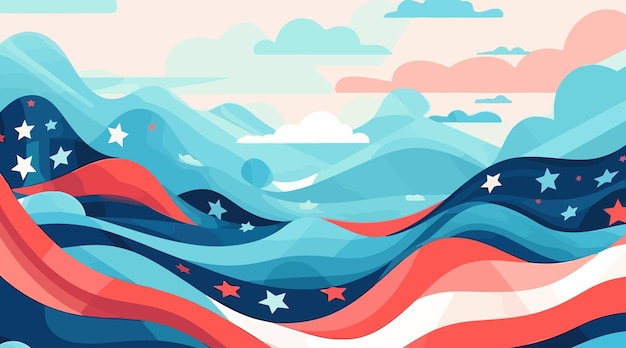 Abstrakter flacher Hintergrund mit USA-Flaggen-Vektorillustration