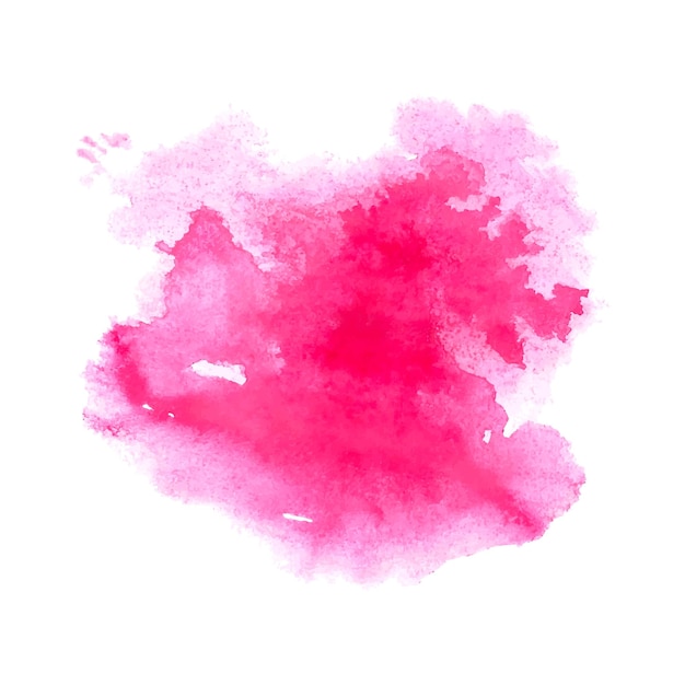 Abstrakter flüssiger aquarellfleck in der rosa farbe lokalisiert auf weißem hintergrund.