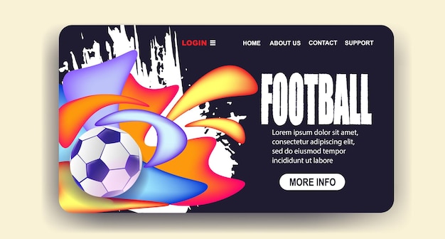 Vektor abstrakter fußball mit dynamischen formen auf einer website-schnittstelle vektor-illustration auf einem dunklen hintergrund konzept von sport und webdesign vektorillustration