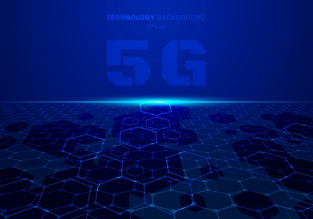 Abstrakter futuristischer blauer hintergrund der technologie 5g