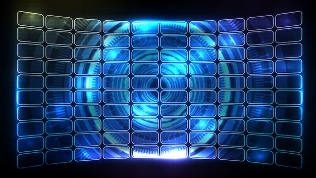 Abstrakter futuristischer hintergrund der blau leuchtenden hud-ui-rahmenelement-feldanzeige