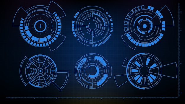 Abstrakter futuristischer Hintergrund der Kreisschnittstellen-Sci-Fi-Rahmen-Hud-UI-Sammlung