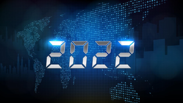 Abstrakter futuristischer Technologiehintergrund der Countdown-Feier des neuen Jahres 2022