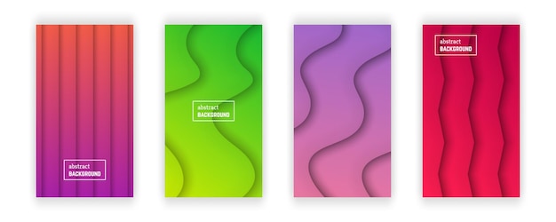Abstrakter geometrischer hintergrund mit minimalem farbverlauf satz von vier wellenschichtformen für bannervorlagenkarten vektorillustration