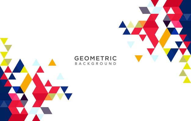Vektor abstrakter geometrischer weißer hintergrund mit farbenfrohen dreiecksformen