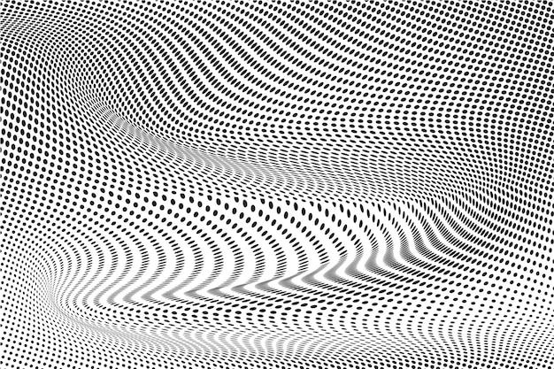 Abstrakter Halbtonhintergrund Schwarz-weißes Wellenmuster Vektorillustration