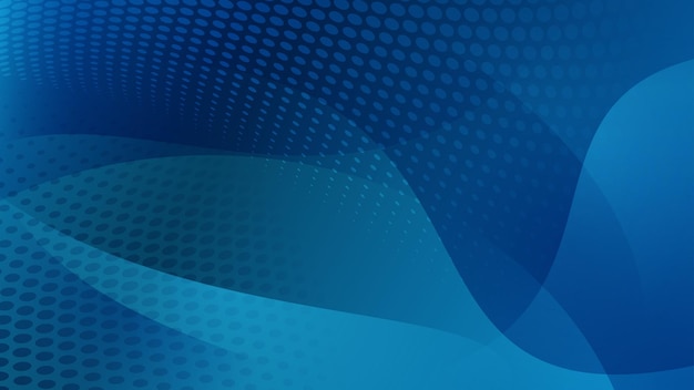 Abstrakter Hintergrund aus geschwungenen Linien, Kurven und Halbtonpunkten in blauen Farben