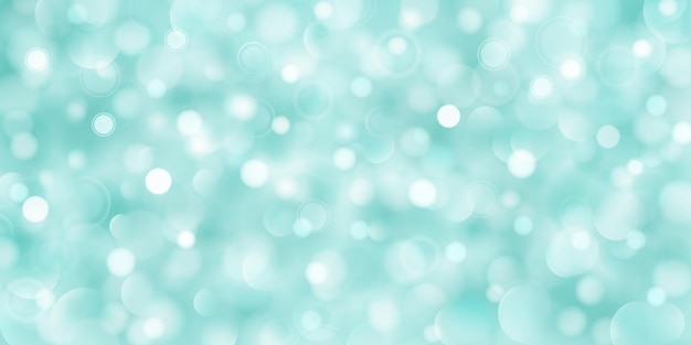 Abstrakter Hintergrund aus großen und kleinen durchscheinenden Kreisen in Türkisfarben mit Bokeh-Effekt