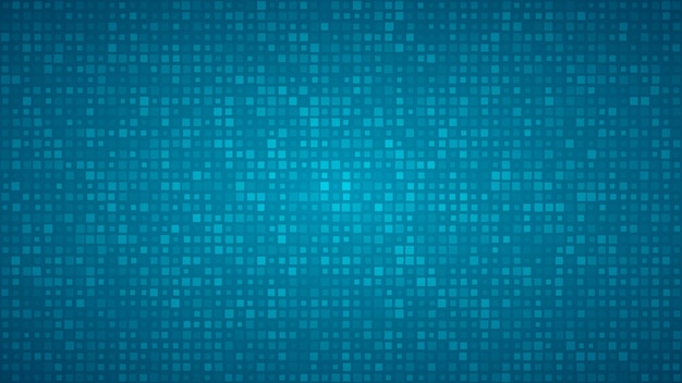 Abstrakter hintergrund aus kleinen quadraten oder pixeln unterschiedlicher größe in hellblauen farben.