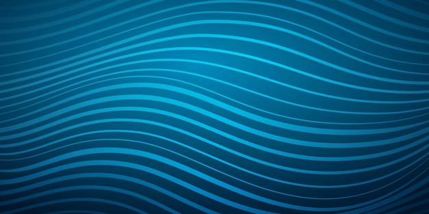 Abstrakter Hintergrund aus Wellenlinien unterschiedlicher Dicke in blauen Farben