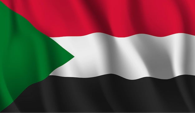 Abstrakter Hintergrund der wehenden Sudan-Flagge