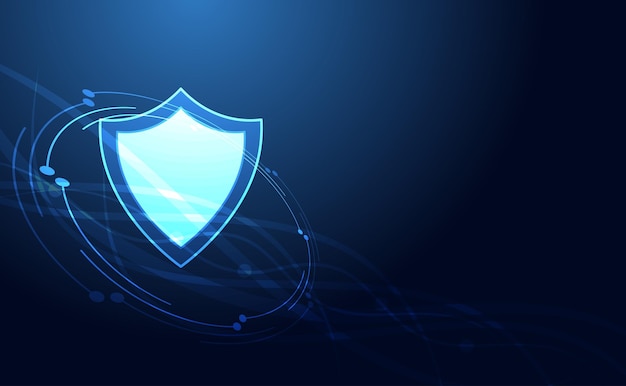 Vektor abstrakter hintergrund digitales konzept cybersicherheitsschild antivirus-malware-spionageschutz cyber