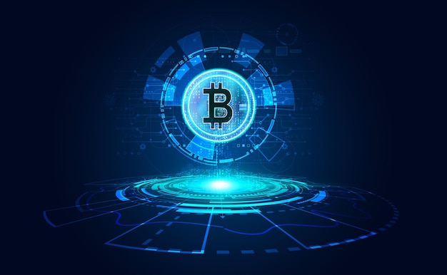 Abstrakter Hintergrund digitales Konzept moderner digitaler Kreis Bitcoin Kryptowährung dezentralisiert