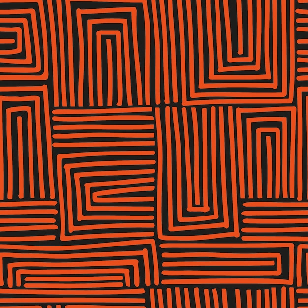 Abstrakter Hintergrund im mexikanischen Stil Nahtloser Vektor-Muster-Illustration Schwarz-Orange-Farben