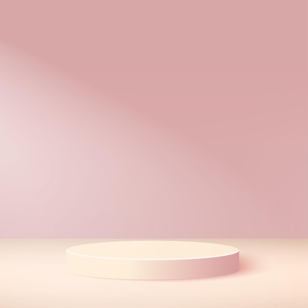 Abstrakter hintergrund mit geometrischem podium der rosa farbe