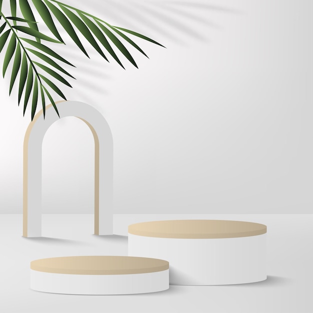 Abstrakter Hintergrund mit geometrischen 3D-Podien der weißen Farbe