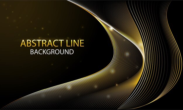 Abstrakter Hintergrund mit goldenen dynamischen linearen Wellen im dunklen Hintergrund