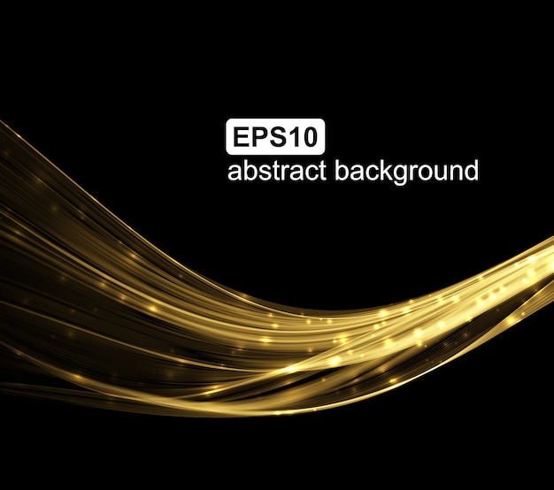 Abstrakter Hintergrund mit leuchtenden goldenen Linien auf schwarzem Hintergrund.