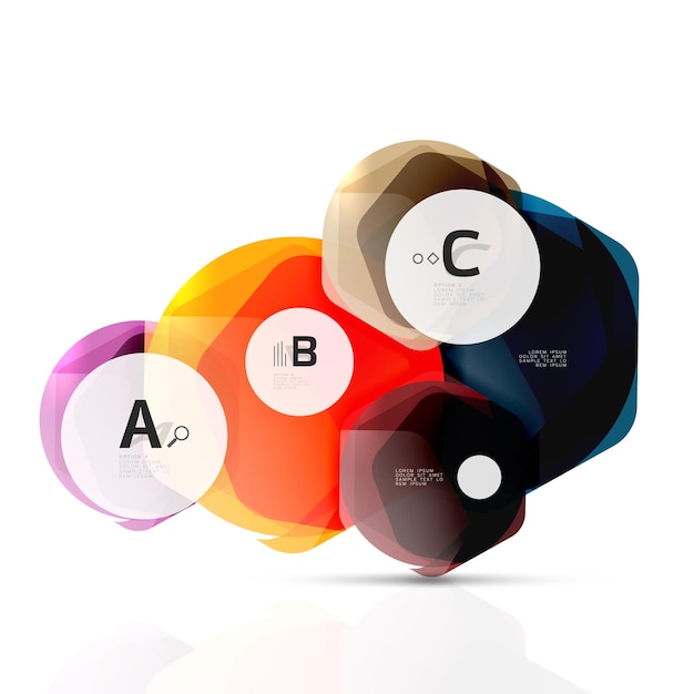 Abstrakter Hintergrund mit modernem geometrischem Sechseck aus Glas. Vektorvorlagenhintergrund für Druck-Workflow-Layout-Diagramm-Zahlenoptionen oder Webdesign-Banner