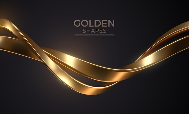 Abstrakter Hintergrund mit realistischer goldener verflochtener Metallform