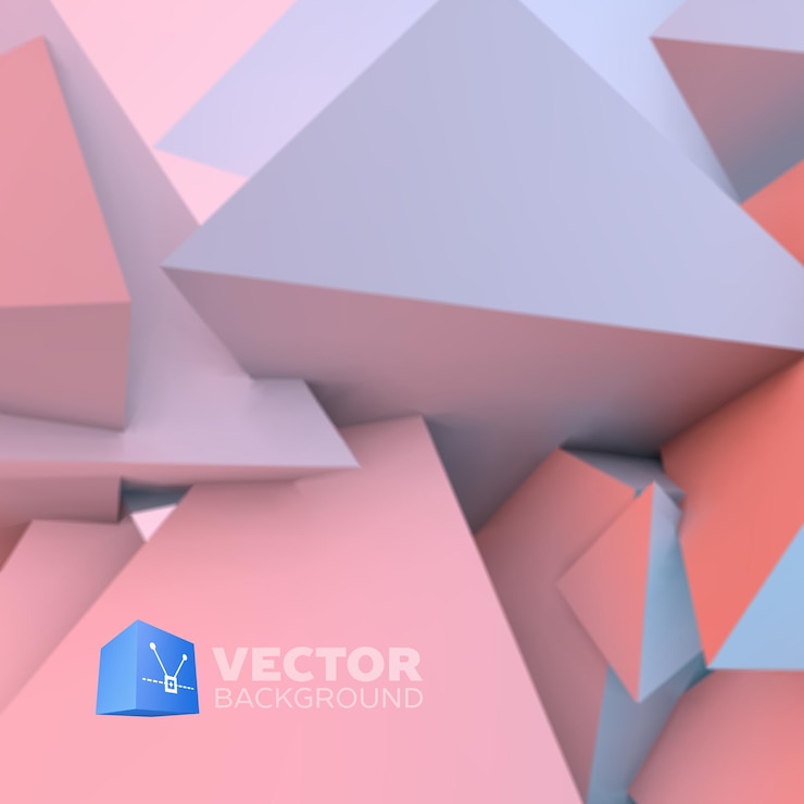 Vektor abstrakter hintergrund mit rosenquarz und serenitätspyramiden