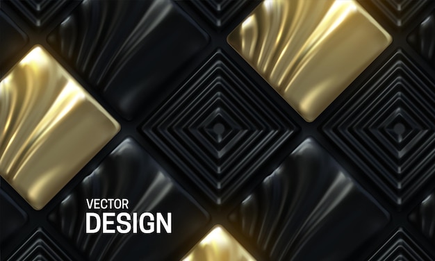 Abstrakter Hintergrund mit schwarzen und goldenen verzierten Mosaikfliesen