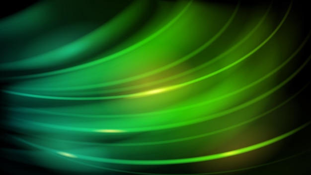 Abstrakter Hintergrund von geschwungenen Linien mit grellen Lichtern in grüner Farbe