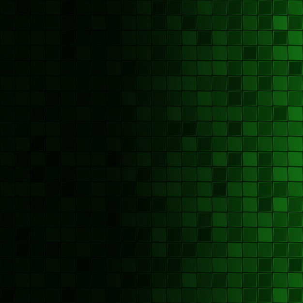 Abstrakter hintergrund von kleinen quadraten in grünen farben mit horizontalem farbverlauf