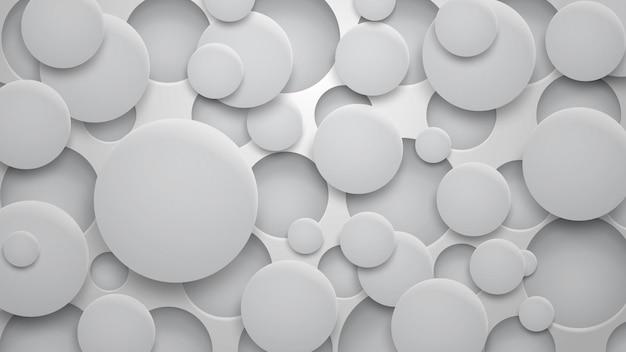 Abstrakter Hintergrund von Löchern und Kreisen mit Schatten in grauen Farben